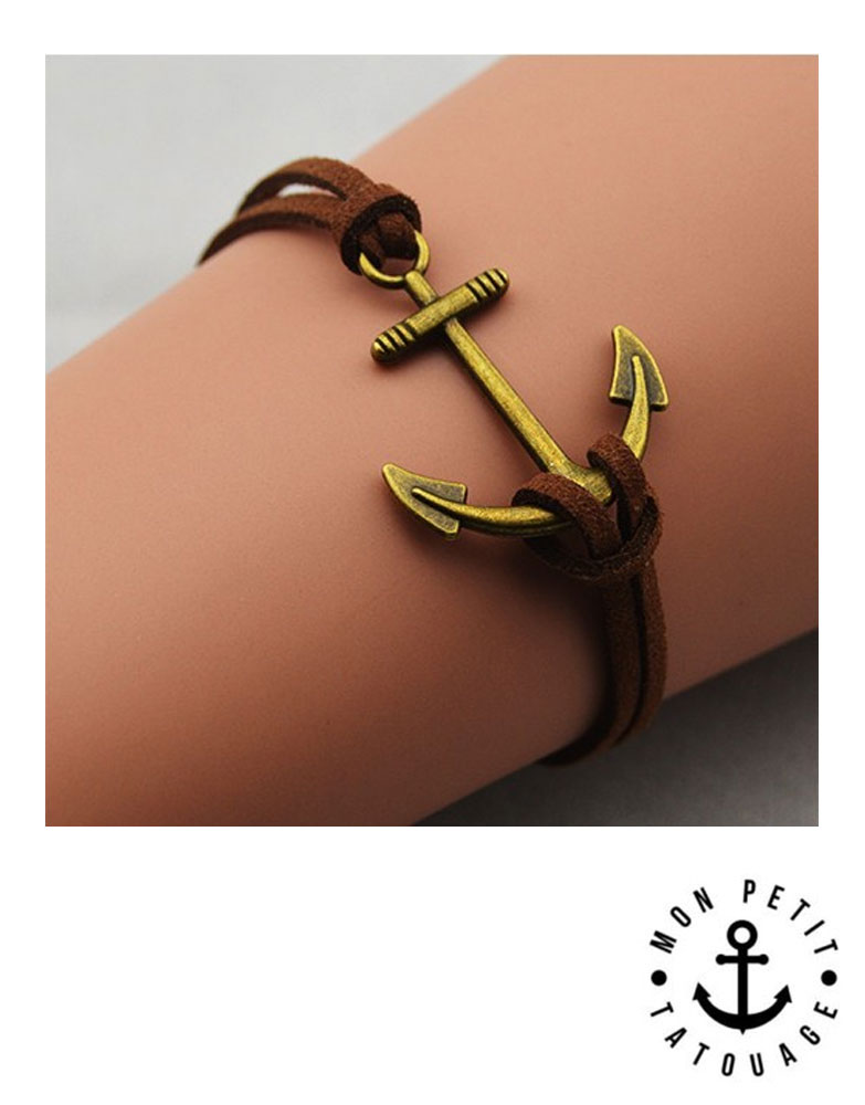 bracelet-corde-ancre-marine-vintage-marron