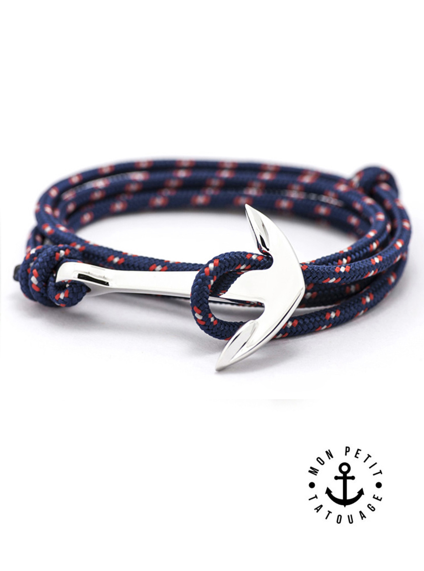 PPH002273 | Paul Hewitt Phrep Bracelet Ancre Argenté Nylon Bleu Marine Rouge