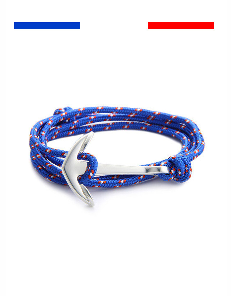 bracelet-corde-ancre-marine-bleu-mouchete-rouge-blanc-argent