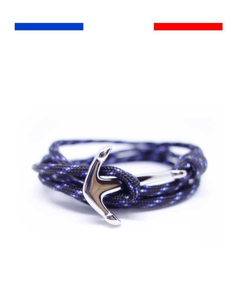 bracelet-ancre-marine-acier-inoxydable-argent-noir-moucheté-blanc-bleu Bracelet Ancre marine Acier Inoxydable - Argent - Réglable