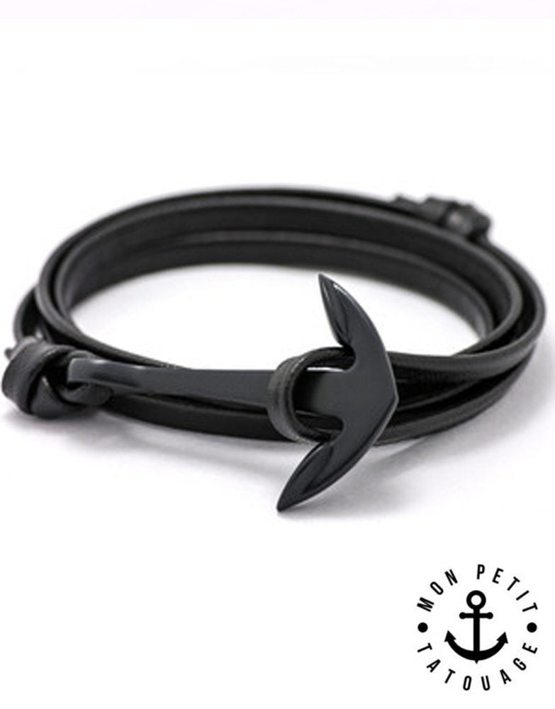 bracelet-ancre-marine-cuir-noir-noir
