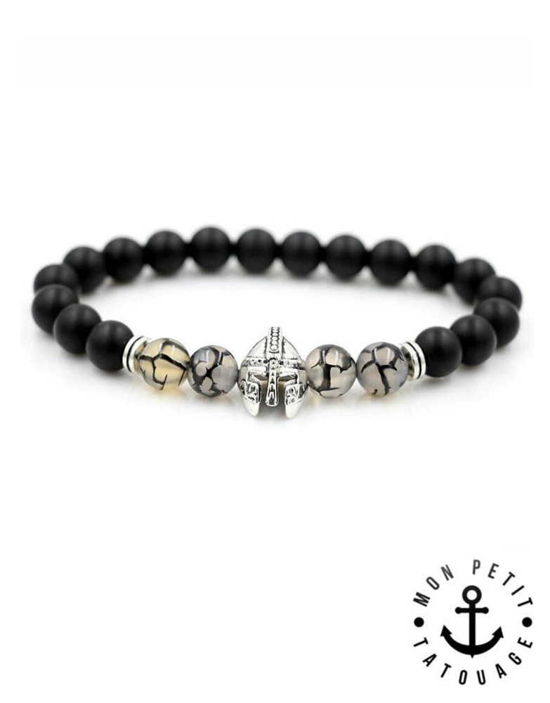 bracelet-spartiate-gris-noir-argent