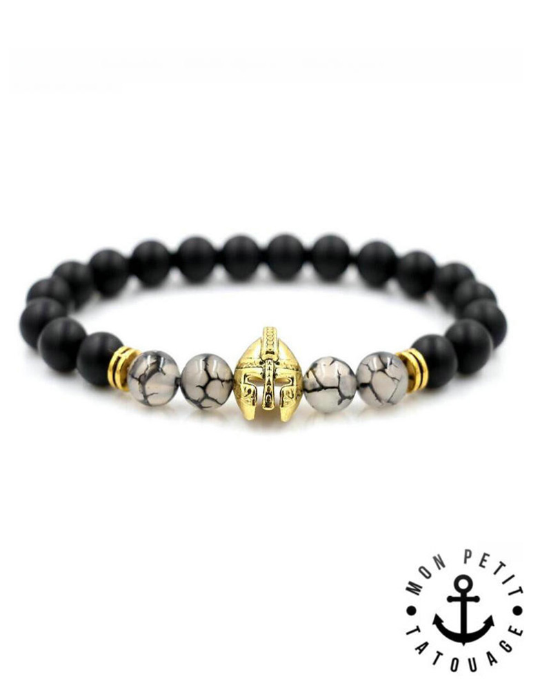 bracelet-spartiate-gris-noir-or