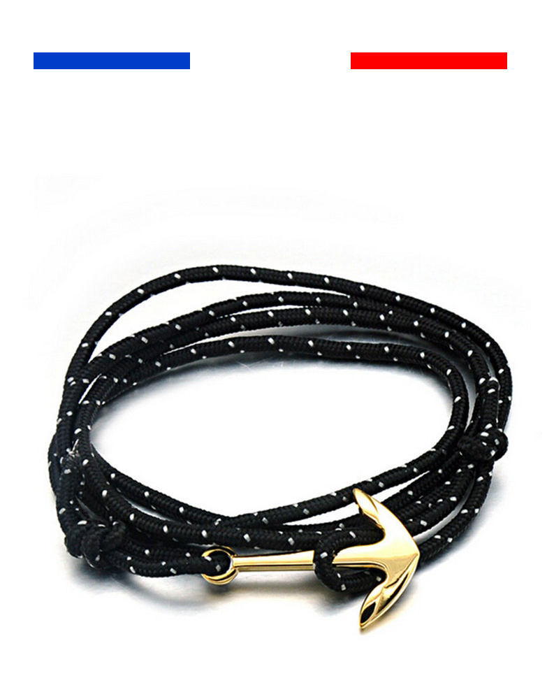 bracelet-ancre-marine-or-noir-mouchete-blanc-acier