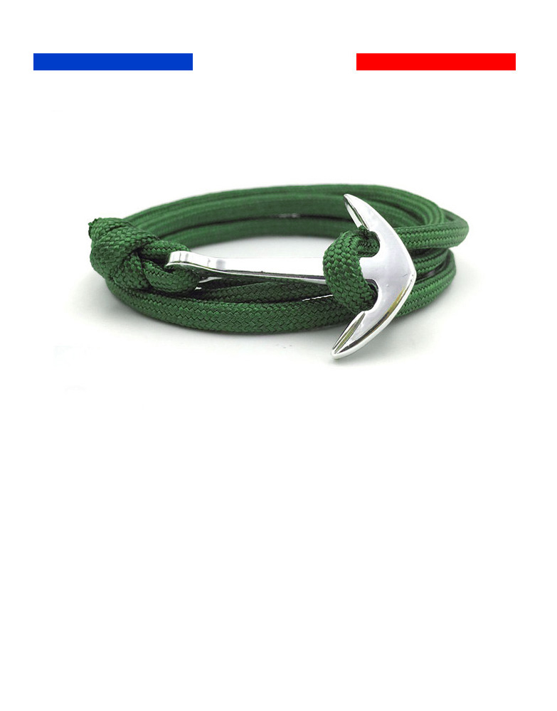 bracelet-corde-ancre-marine-vert-argent