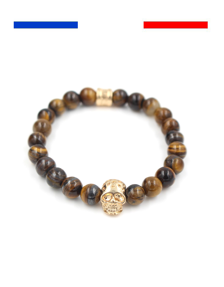 bracelet-tete-mort-skull-marron-or